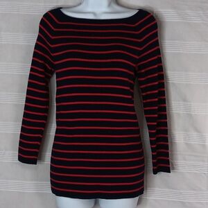 Lauren Ralph Lauren Petites Navy Blue & Red 3/4‎ Sleeve Sweater Women's Size P/S